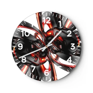 Orologio da parete - Orologio in Vetro - Movimento in grafite e rosso - 40x40 cm