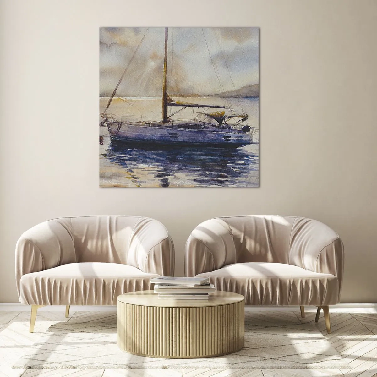 Quadro su vetro - La sera nel golfo - 30x30 cm