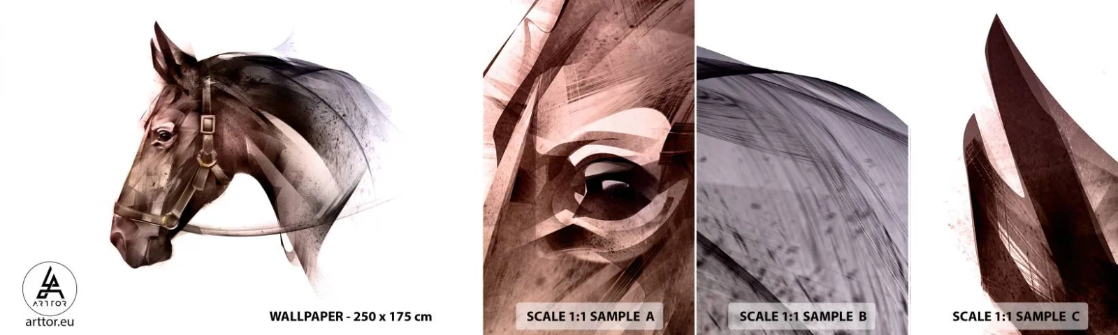 Campione di Fotomurale Adesivo Deluxe Sticker - Che grazia - Animali, Testa di cavallo, Cavallo - 100x30 cm