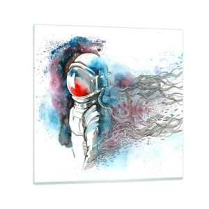 Quadro su vetro - Da solo nel cosmo - 50x50 cm