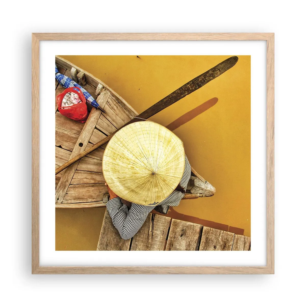 Poster in cornice rovere chiaro - Vita sul Fiume Giallo - 50x50 cm
