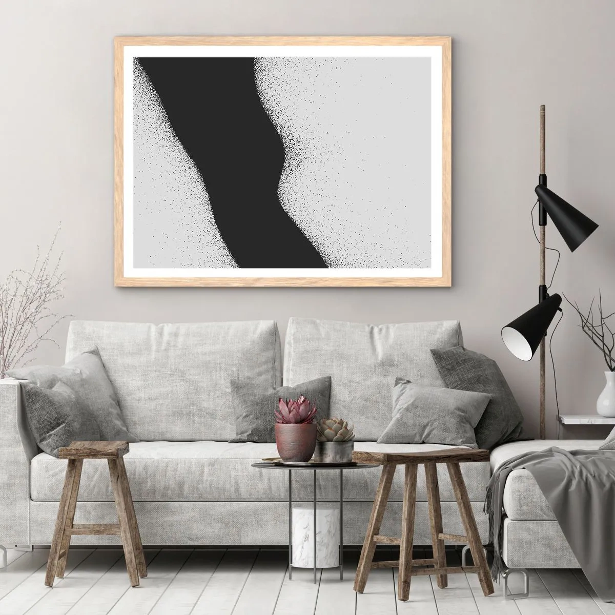 Poster in cornice rovere chiaro - Equilibrio fluido - 40x30 cm