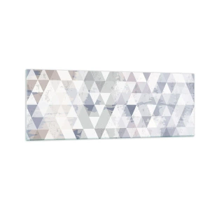 Quadro su vetro - Motivo geometrico a triangolo in tonalità pastello - 140x50cm - Al ritmo di tre - Decorazione murale moderna per soggiorno e camera da letto ARTTOR