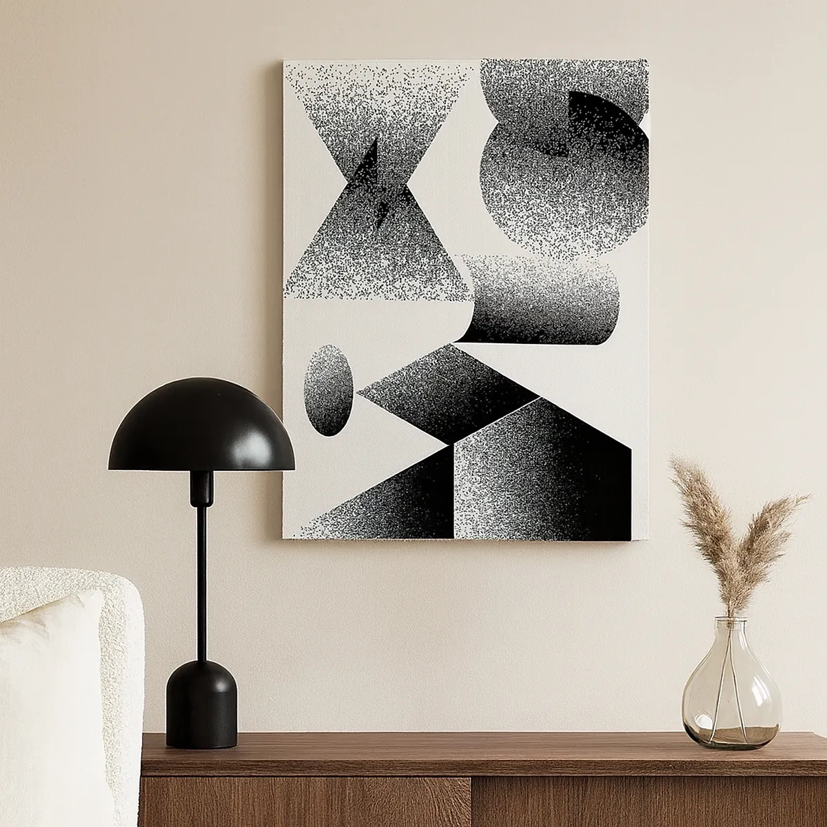 Quadro su tela - Stampe su Tela - Geometria composta da angoli e forme ovali - 50x70cm - Angoli e ovali - Decorazione murale moderna per soggiorno e camera da letto ARTTOR