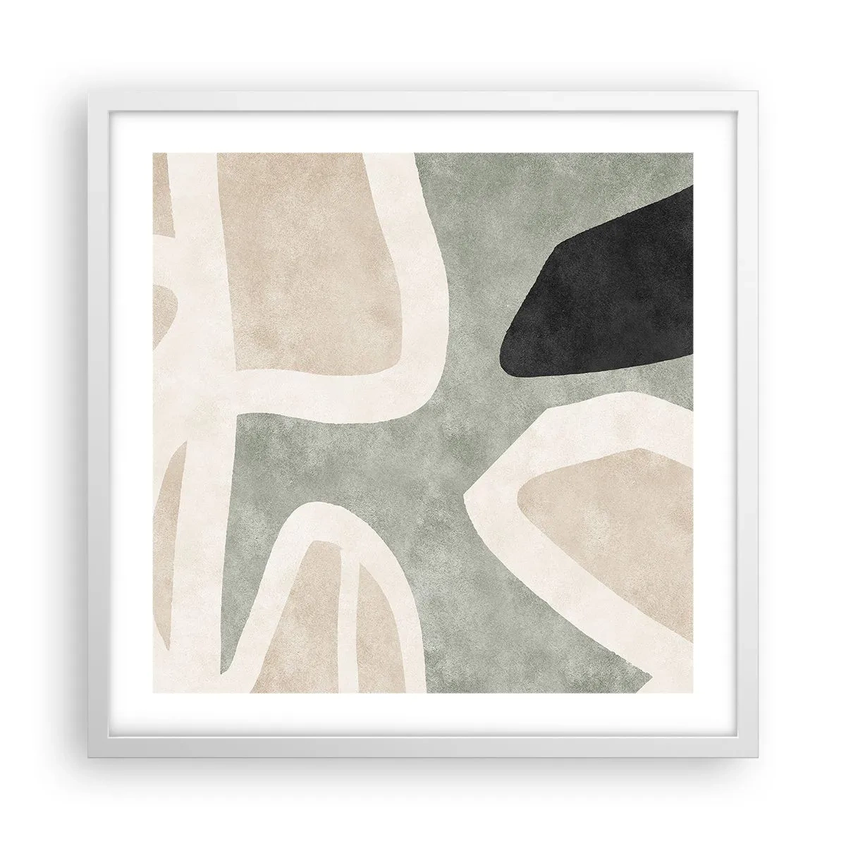 Poster in cornice bianca - Composizione con motivi in nero - 50x50 cm