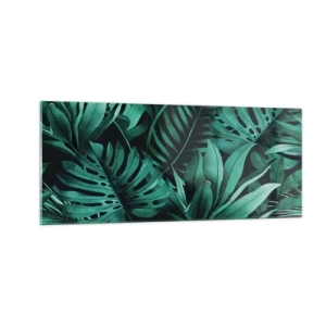 Quadro su vetro - Dal profondo del verde tropicale - 100x40 cm