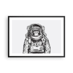 Poster in cornice nera - Immagine di un astronauta in tuta spaziale con la testa di una scimmia - 70x50cm - Evoluzione alternativa - Decorazione murale moderna per soggiorno e camera da letto ARTTOR