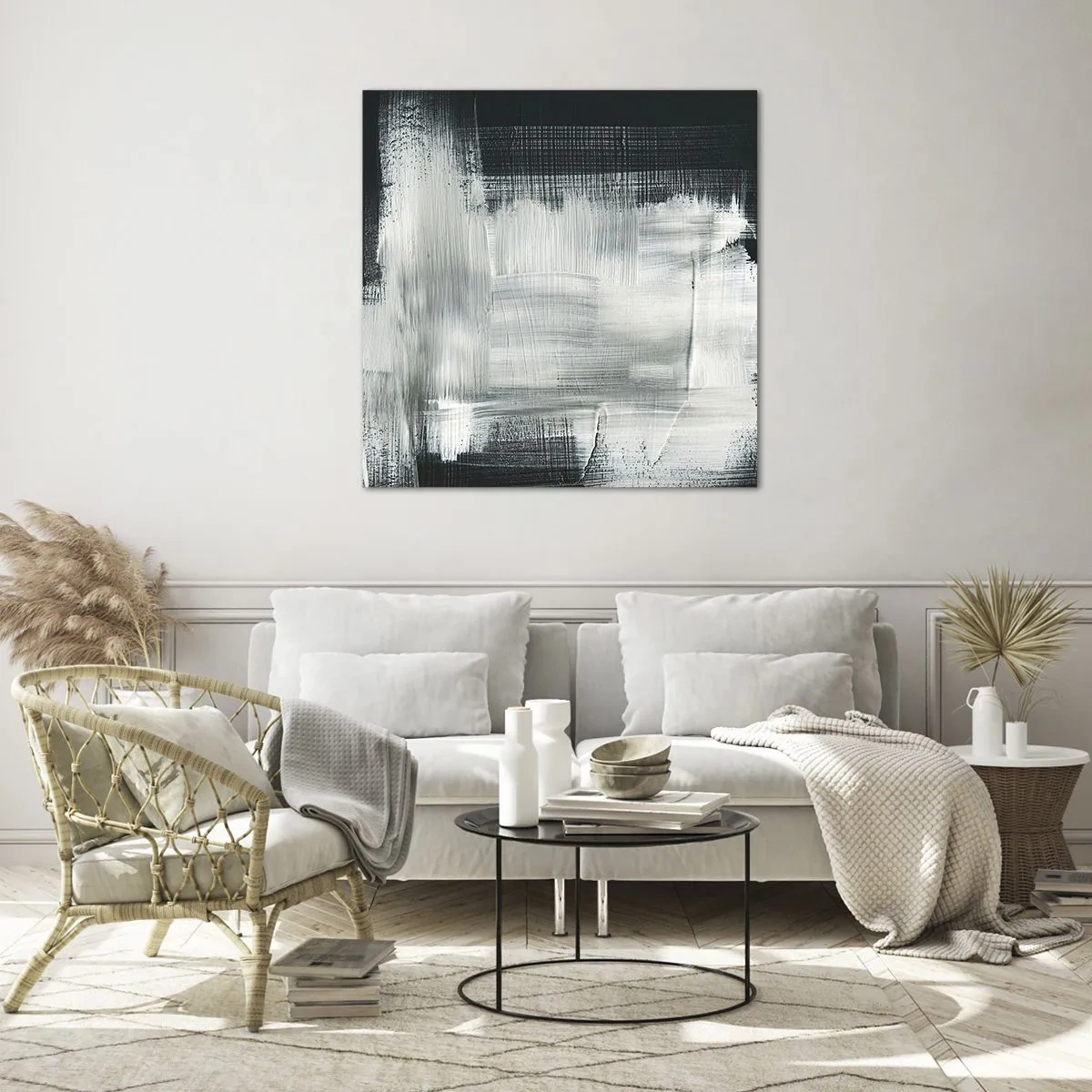 Quadro su vetro - Tessuto in verticale e in orizzontale - 70x70 cm