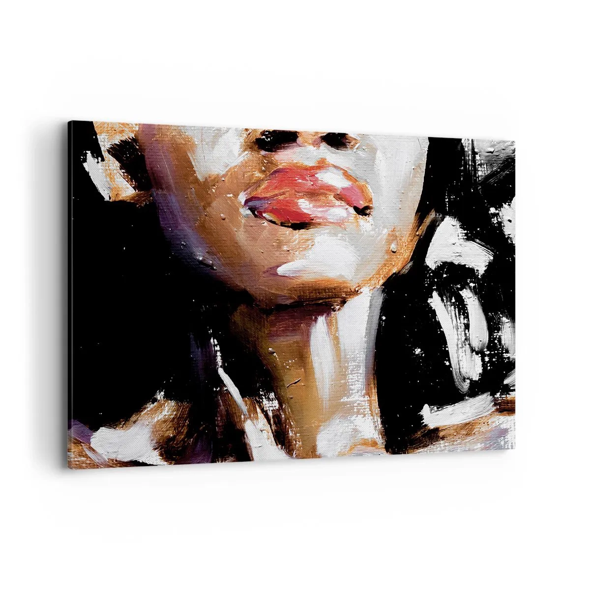 Quadro su tela - Stampe su Tela - Ritratto di una donna in stile pittorico espressivo su uno sfondo scuro - 100x70cm - Orgoglio senza pregiudizio - Decorazione murale moderna per soggiorno e camera da letto ARTTOR