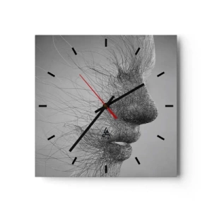Orologio da parete - Orologio in Vetro - Profilo facciale artistico creato con linee delicate - 30x30cm - Lo spirito del vento - Decorazione murale moderna per soggiorno e camera da letto ARTTOR