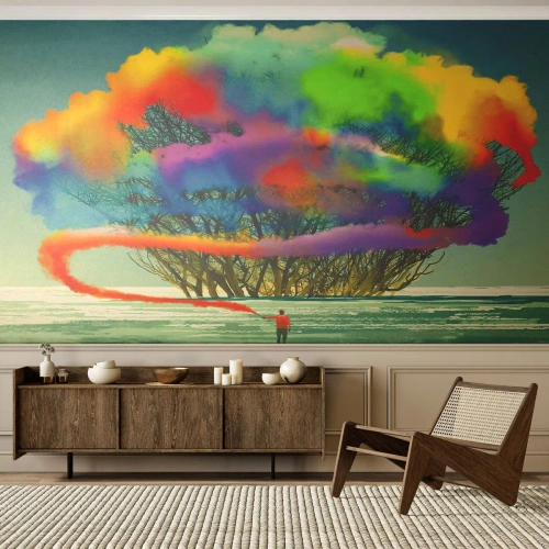 Fotomurali Premium Canvas - Ravvivando questo mondo - Astrazione, Uomo, Modello moderno - 300x210 cm