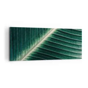 Quadro su tela - Stampe su Tela - Primo piano della struttura di una foglia verde - 120x50cm - Il ritmo della natura - Decorazione murale moderna per soggiorno e camera da letto ARTTOR