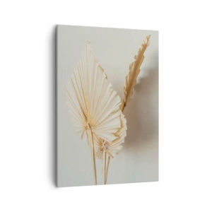 Quadro su tela - Stampe su Tela - Foglie di palma secche in una disposizione minimalista - 50x70cm - Quando serve il sollievo - Decorazione murale moderna per soggiorno e camera da letto ARTTOR