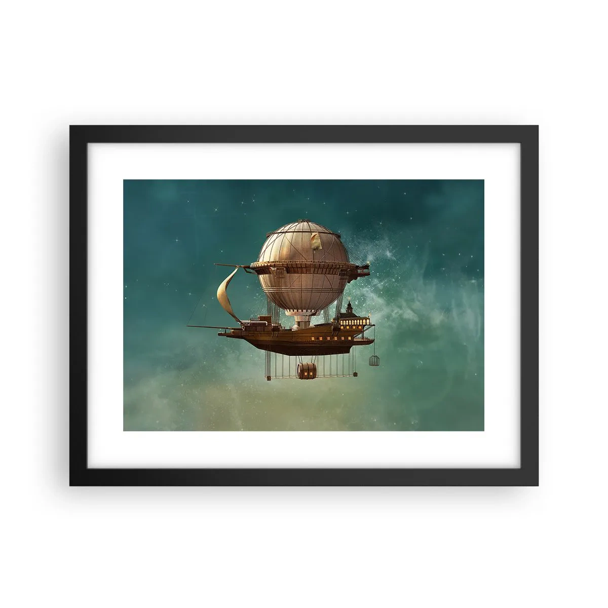 Poster in cornice nera - Saluti da Jules Verne - 40x30 cm