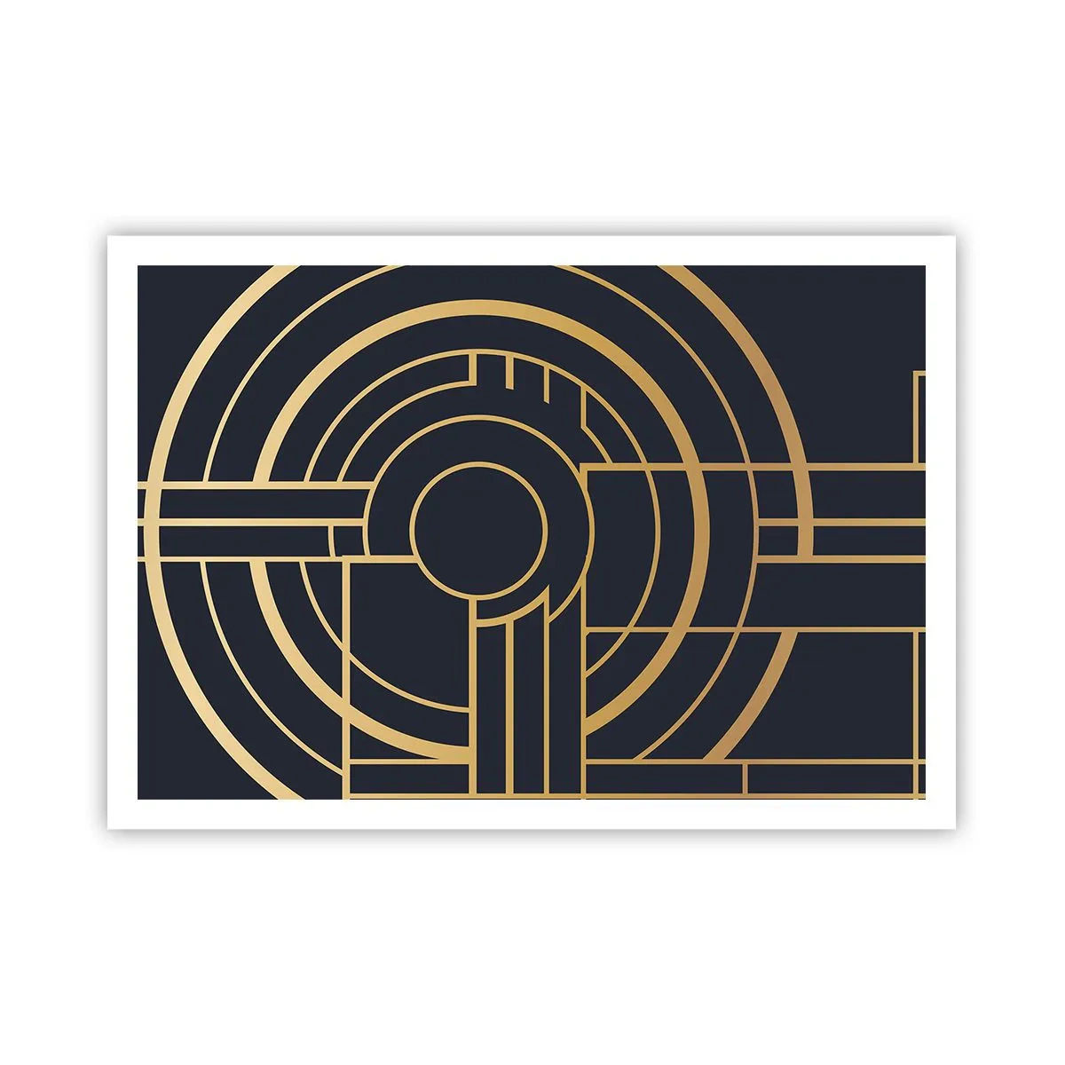 Poster - Motivo geometrico con linee dorate - 100x70cm - Il giro delle cose - Decorazione murale moderna per soggiorno e camera da letto ARTTOR