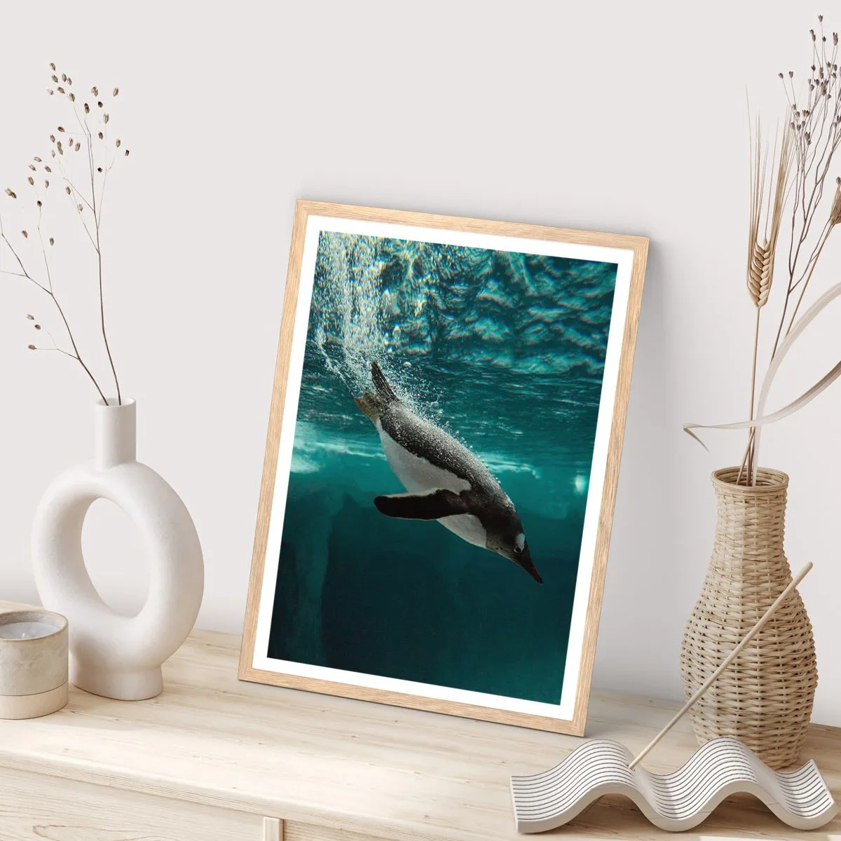 Poster in cornice rovere chiaro - Benvenuto nel mio mondo - 70x100 cm