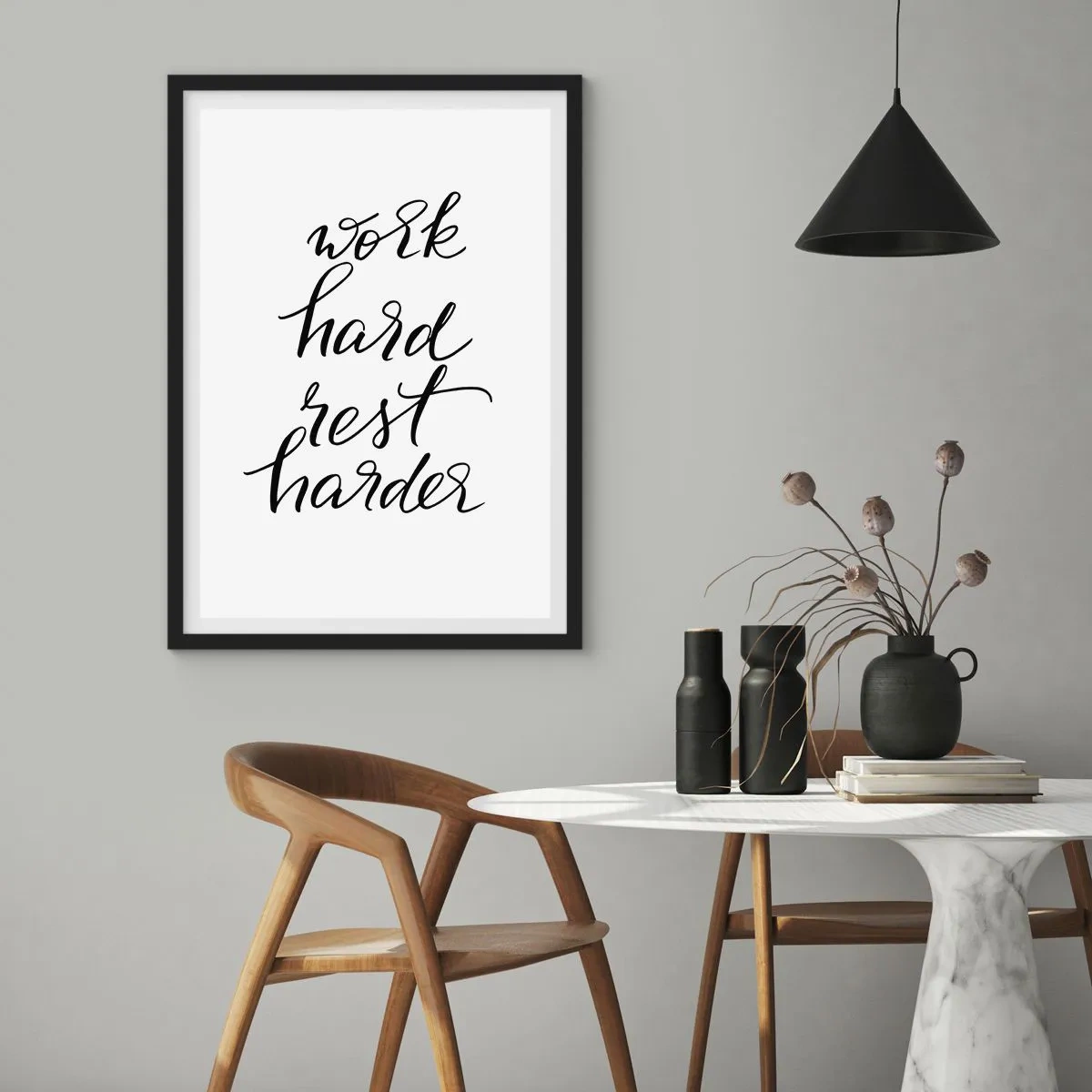 Poster in cornice nera - L'equilibrio della vita - 40x50 cm