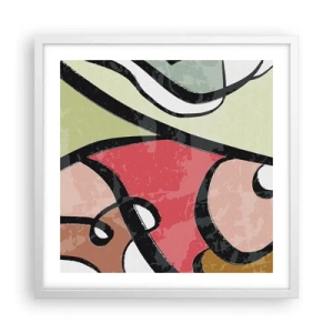 Poster in cornice bianca - Piroette tra i colori - 50x50 cm