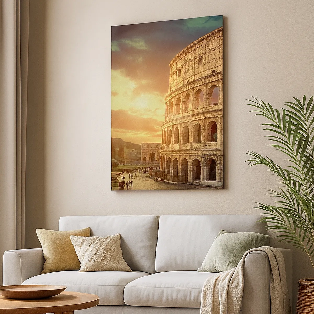 Quadro su tela - Stampe su Tela - Il Colosseo a Roma al tramonto - 50x70cm - Impressione colossale - Decorazione murale moderna per soggiorno e camera da letto ARTTOR