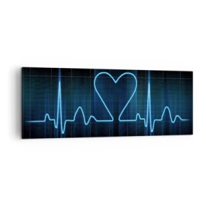 Quadro su tela - Stampe su Tela - Un'ancora di salvezza con un cuore su uno sfondo di monitoraggio medico nei toni del blu. - 140x50cm - Al ritmo del cuore - Decorazione murale moderna per soggiorno e camera da letto ARTTOR