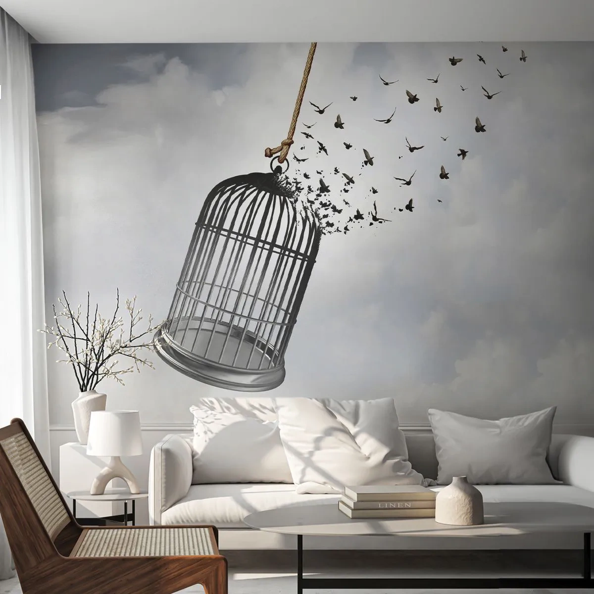 Fotomurali Premium Canvas - Fede... Speranza... Libertà! - Astrazione, Uccelli, Pezzo - 250x175 cm