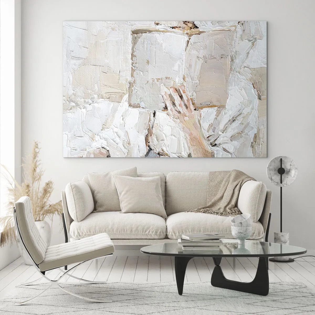 Quadro su vetro - Una persona immersa nella lettura di un libro su uno sfondo luminoso e impressionistico - 120x80cm - In un altro mondo - Decorazione murale moderna per soggiorno e camera da letto ARTTOR