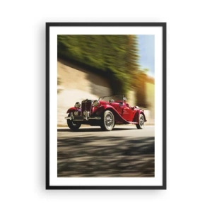Poster in cornice nera - Auto d'epoca rossa contro un paesaggio sfocato - 50x70cm - Più bella della Nike di Samotracia - Decorazione murale moderna per soggiorno e camera da letto ARTTOR