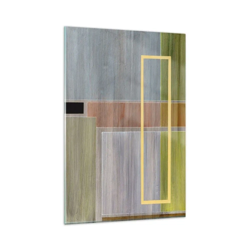 Quadro su vetro - Composizione geometrica in colori pastello con rettangoli - 80x120cm - Semplice e tranquillo - Decorazione murale moderna per soggiorno e camera da letto ARTTOR