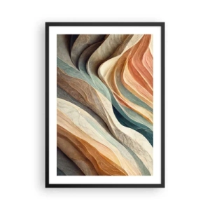 Poster in cornice nera - Onde organiche in tonalità calde e naturali - 50x70cm - L'attimo prima del cambiamento - Decorazione murale moderna per soggiorno e camera da letto ARTTOR
