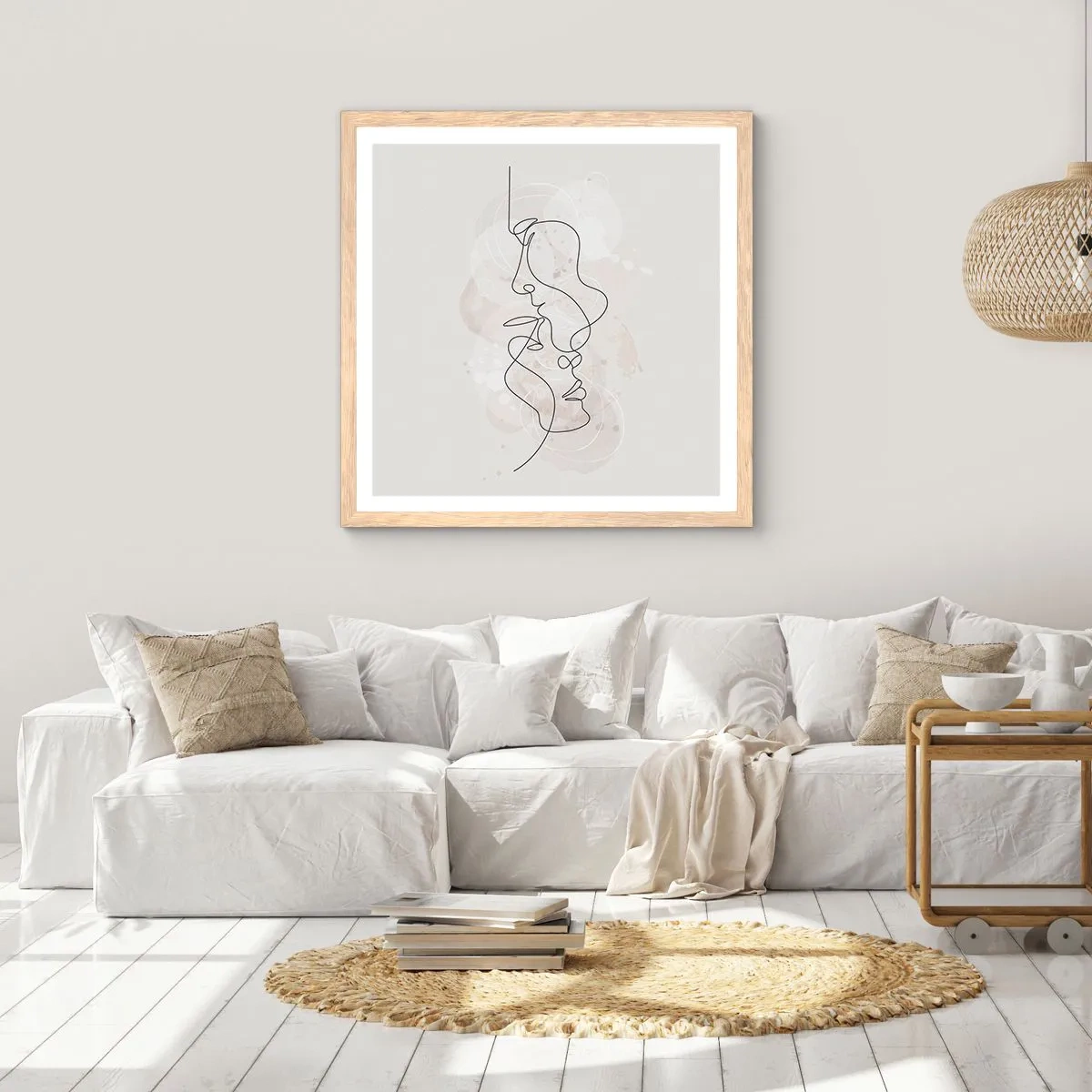 Poster in cornice rovere chiaro - Intrecciati in un abbraccio - 40x40 cm