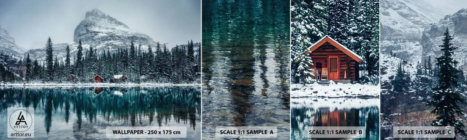 Campione di Fotomurale Adesivo Deluxe Sticker - Rifugio canadese - Paesaggio, Canada, Inverno - 100x30 cm