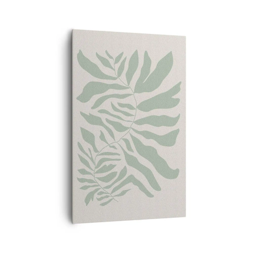 Quadro su tela - Stampe su Tela - Un delicato motivo a ramoscelli con foglie in una tonalità di verde smeraldo - 80x120cm - Ramo smeraldo - Decorazione murale moderna per soggiorno e camera da letto ARTTOR