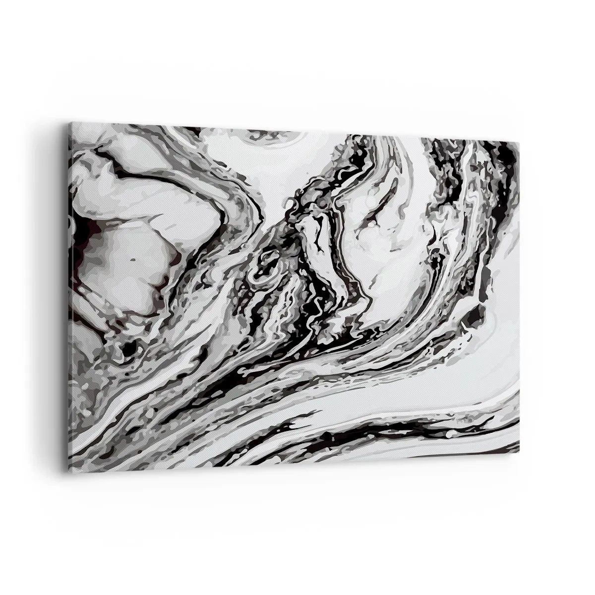 Quadro su tela - Stampe su Tela - Motivo astratto in marmo in bianco e nero - 100x70cm - All'inizio vi era il caos - Decorazione murale moderna per soggiorno e camera da letto ARTTOR