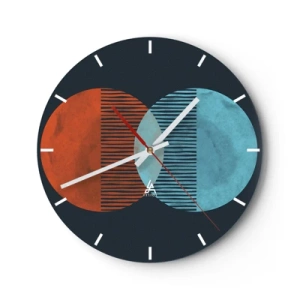 Orologio da parete - Orologio in Vetro - Primo piano di foglie di palma dorate che formano un motivo geometrico - 30x30cm - Fantasia astronomica - Decorazione murale moderna per soggiorno, cucina e camera da letto ARTTOR