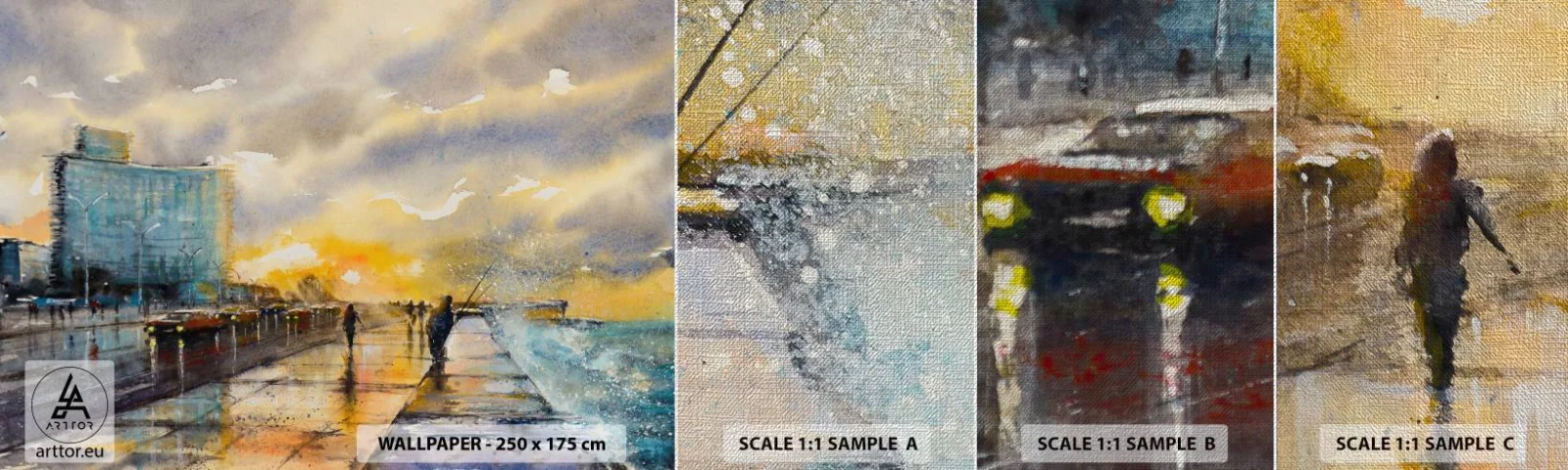 Campione di Fotomurale Premium Canvas - Vita sulla costa - Paesaggio, Pezzo, Tramonto - 100x30 cm