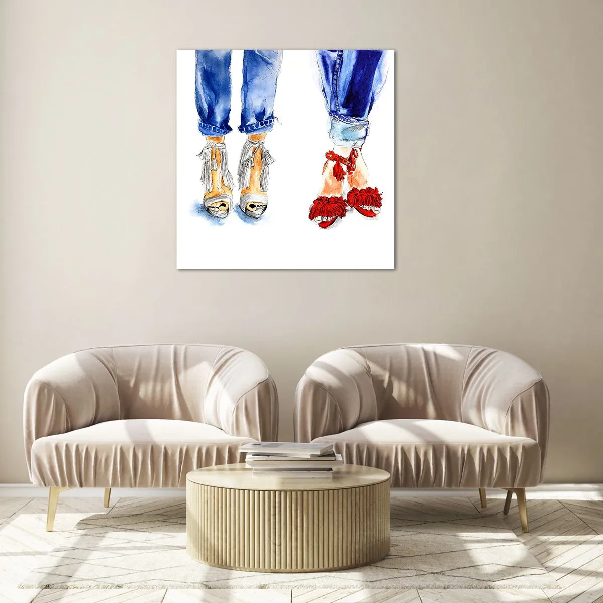 Quadro su vetro - Facciamo una passeggiata? - 70x70 cm