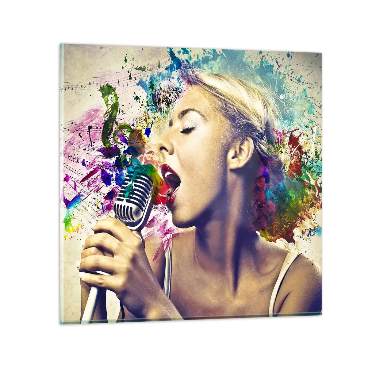 Quadro su vetro - Dipingere il mondo con la voce - 60x60 cm