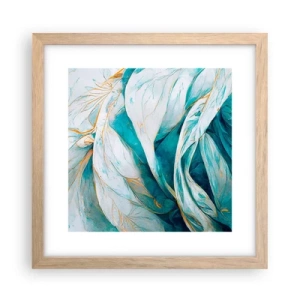 Poster in cornice rovere chiaro - Astrazione blu con motivi d'oro - 30x30 cm