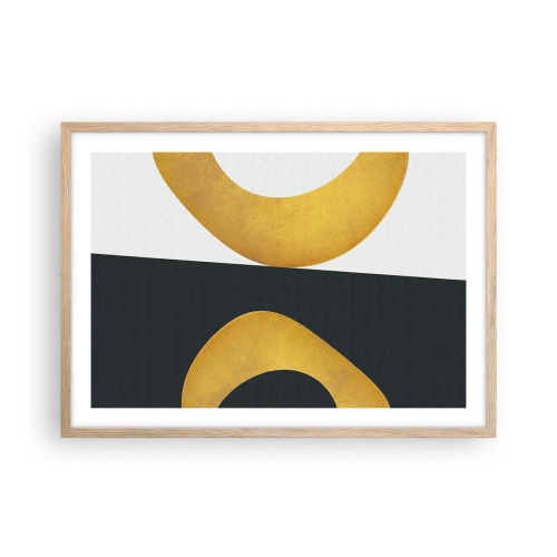 Poster in cornice rovere chiaro - Iniziamo dall'oro - 70x50 cm