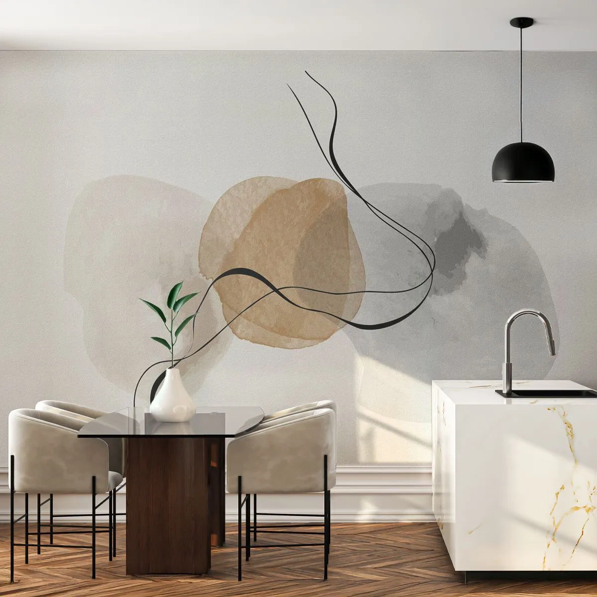 Fotomurali Premium Canvas - Grani d'aria - Astrazione, Pezzo, Modello moderno - 350x256 cm