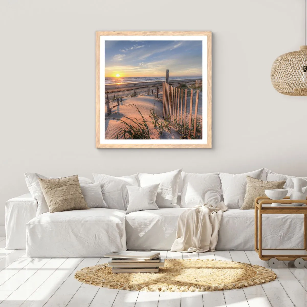 Poster in cornice rovere chiaro - Luci e ombre del vento - 60x60 cm