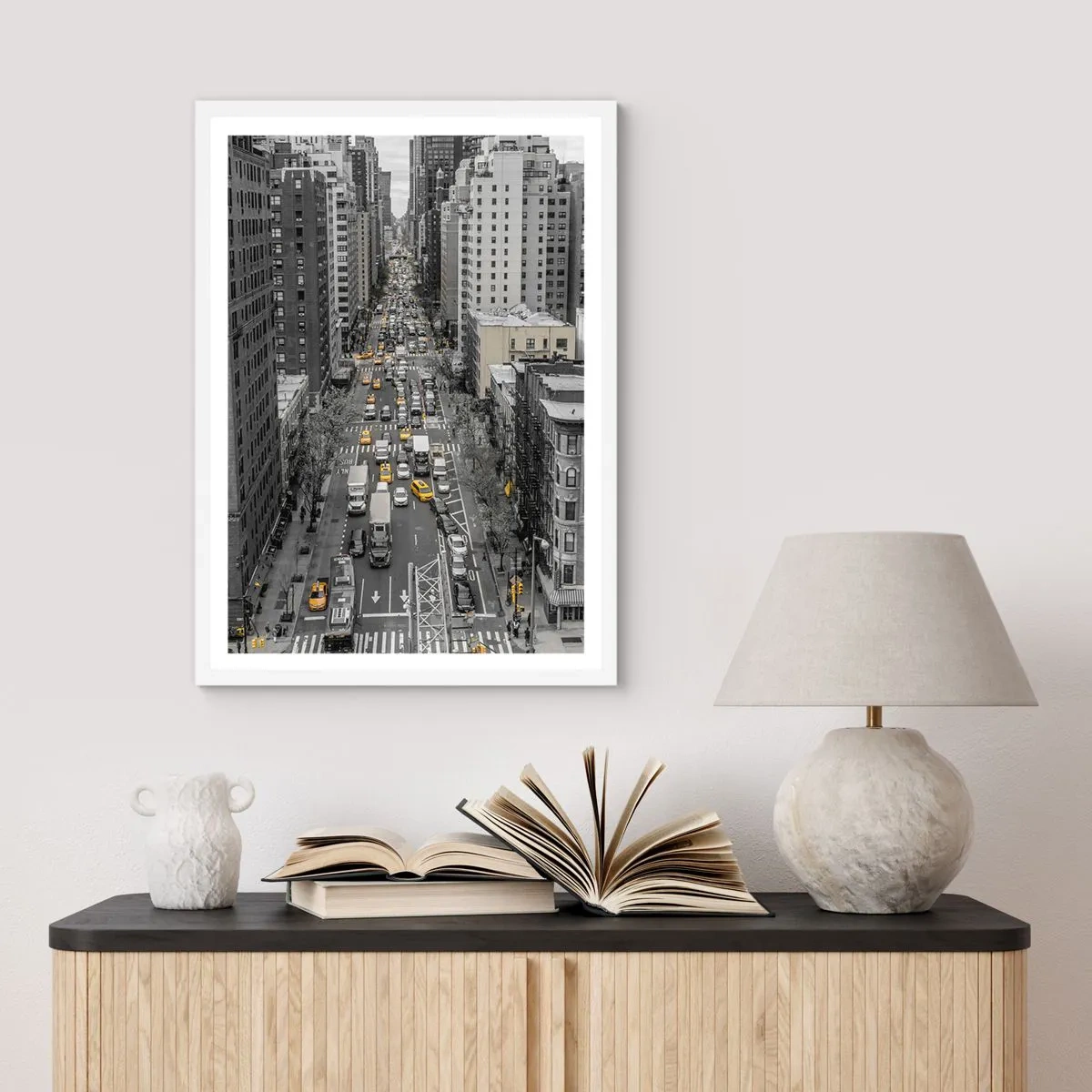 Poster in cornice bianca - La vita a New York - 50x70 cm