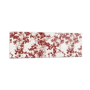 Quadro su vetro - Fiori rossi su sfondo bianco in stile artistico - 160x50cm - Come l'antico percalle - Decorazione murale moderna per soggiorno e camera da letto ARTTOR