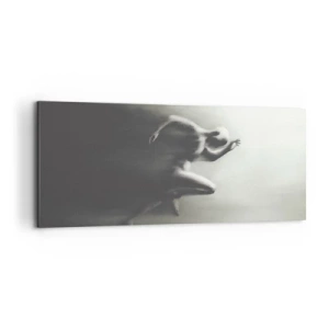 Quadro su tela - Stampe su Tela - Una silhouette in bianco e nero di una figura in corsa, realizzata in uno stile dinamico e surreale. - 120x50cm - Inarrestabile - Decorazione murale moderna per soggiorno e camera da letto ARTTOR