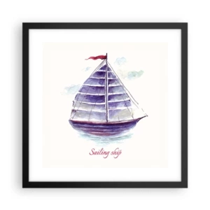 Poster in cornice nera - Gonfie vele e mare calmo - 40x40 cm