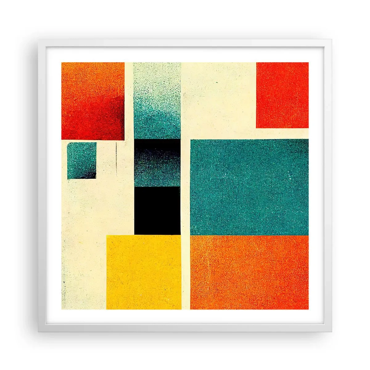 Poster in cornice bianca - Astrazione geometrica: energia buona - 60x60 cm