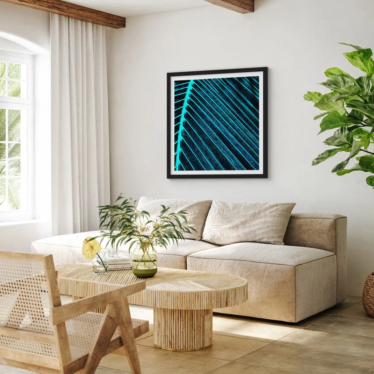 Poster in cornice nera - La struttura del verde - 60x60 cm