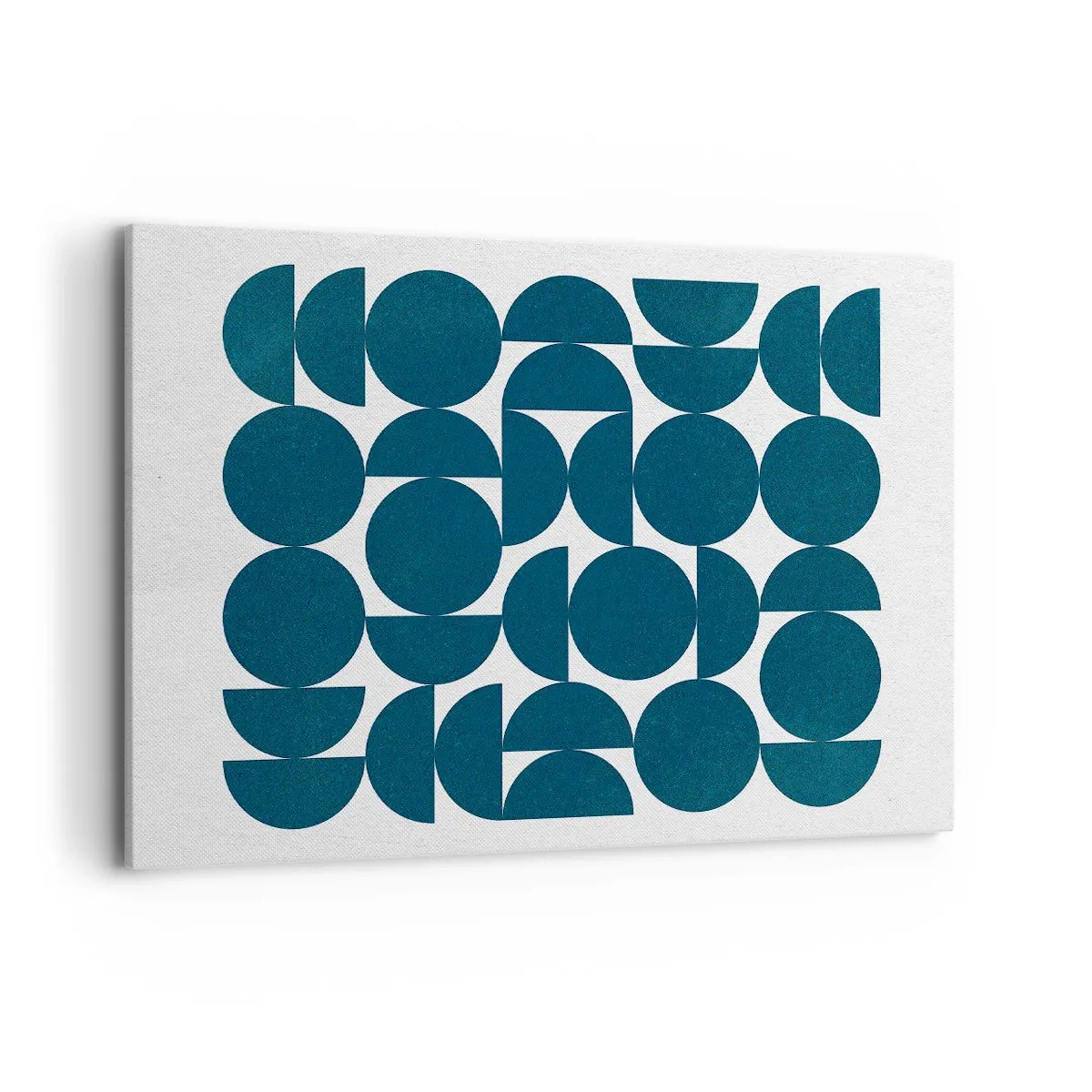 Quadro su tela - Stampe su Tela - Forme geometriche nei toni del blu navy su sfondo bianco - 100x70cm - Cerchi e semicerchi - Decorazione murale moderna per soggiorno e camera da letto ARTTOR