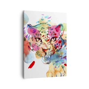 Quadro su tela - Stampe su Tela - Ritratto astratto di un leopardo dai colori intensi - 50x70cm - La bella e la bestia - Decorazione murale moderna per soggiorno e camera da letto ARTTOR