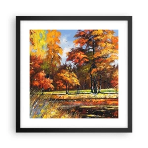 Poster in cornice nera - Paesaggio in oro e marrone - 40x40 cm